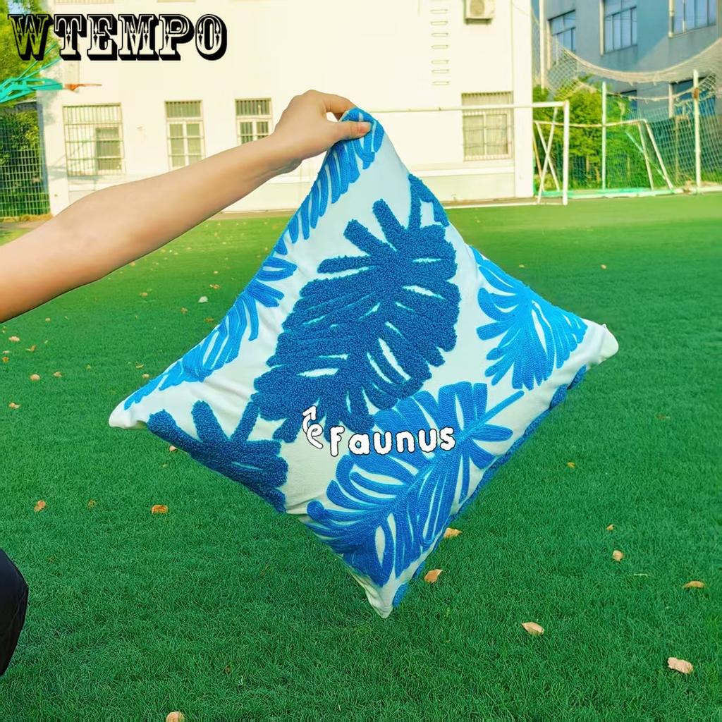 WTEMPO Green Leaf Sunflower Living Room Sofa Embroidery Cushion Throw Pillowcase