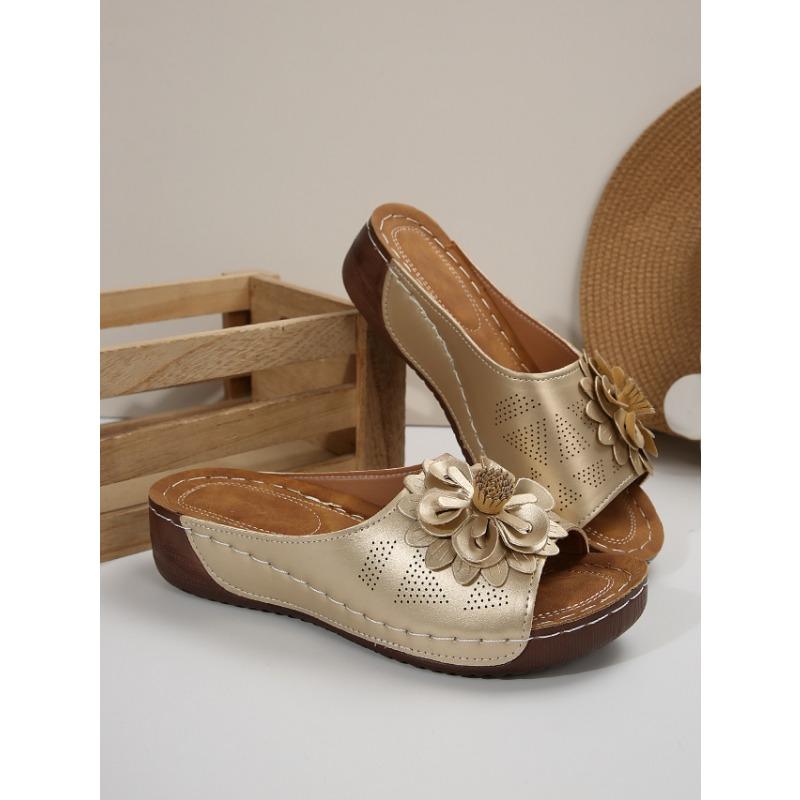 

Женская обувь, тапочки с открытым носком, классные тапочки 43 золотой