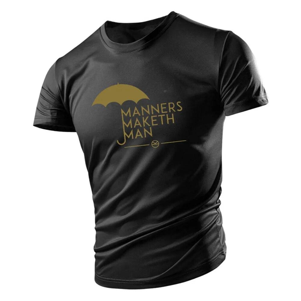 Casual Sports Style 2d Small Umbrella Print Summer Men'S Crew Neck Short Sleeve T-Shirt Loose Comfortable Breathable Quick Dry