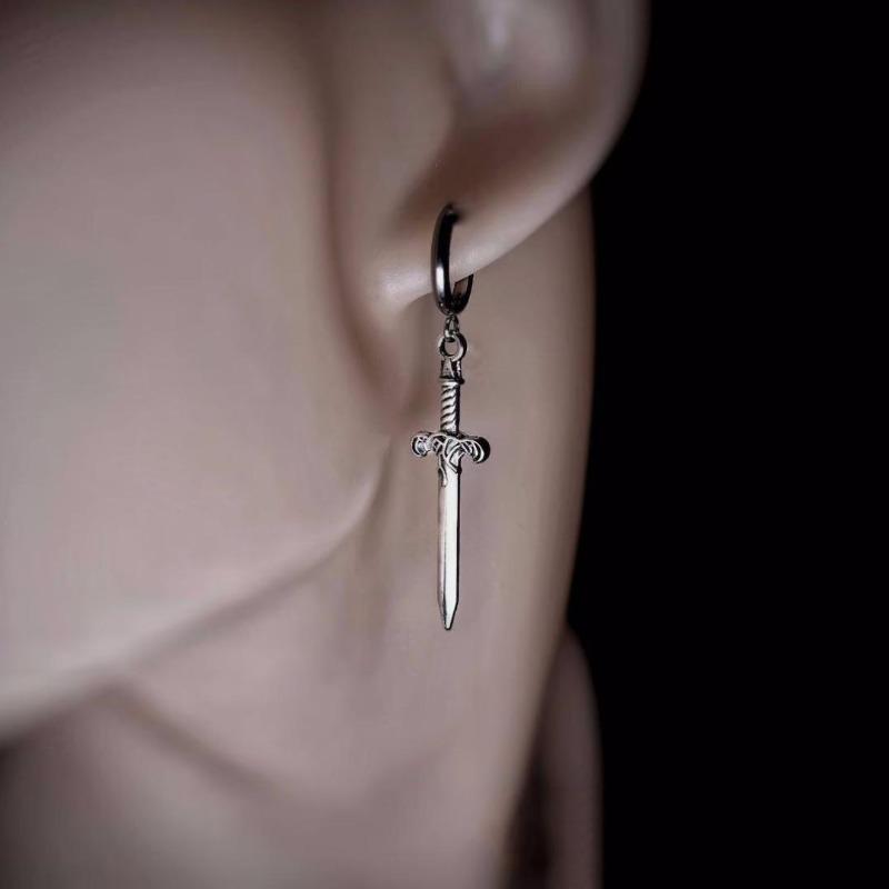 Personality Design Punk Goth Style Sword Drop Dangle Earrings For Men New Trend Hip Hop Rock Party Jewelry Y2K Accessories