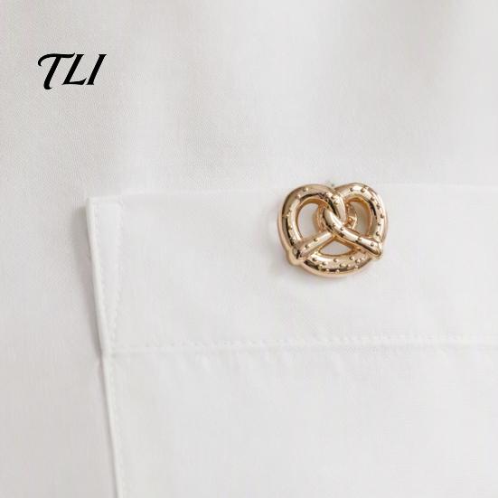 Spilla a forma di Pretzel in Lega 1/2 Pezzi Spilla Placcata Oro, Mini Spilla da Bavero a Forma di Pane Intrecciato per Stile Retro Uomo Donna, Decorativa per Vestiti Borsa Cappello Sciarpa Completi Anti