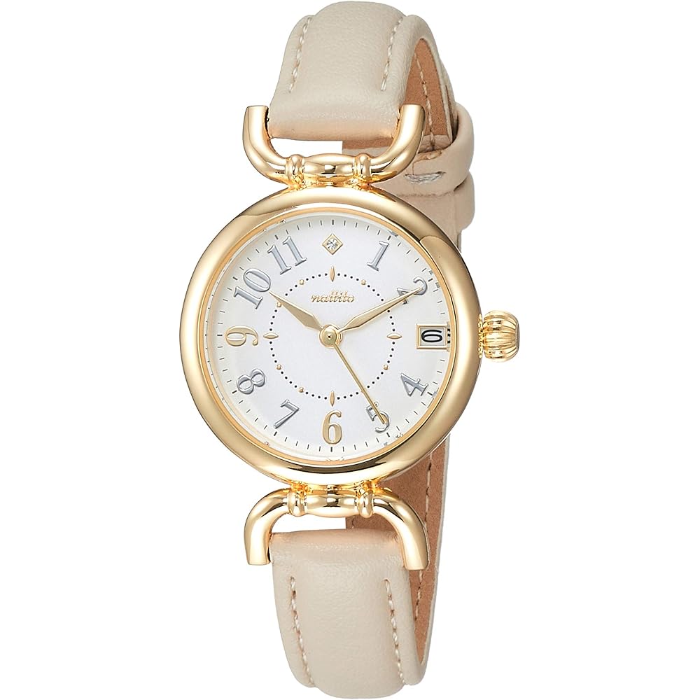 Fieldwork Analog Watch Ivory Date Leather Strap White Dial YM001-1 Women s Beige