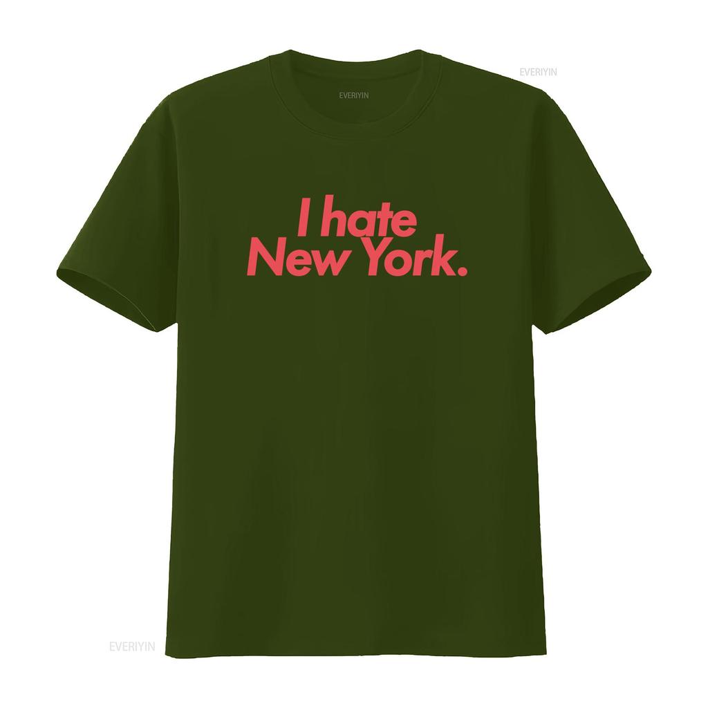 I Hate New York Print T Shirt Trendy Fashion Statement for Urban Style Lovers vintage Washed Top For Everyday Wear