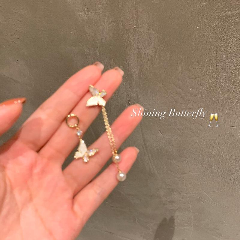 **Peach Tea Asymmetrical Butterfly Earrings: High-End Niche Design for a Sophisticated Look**