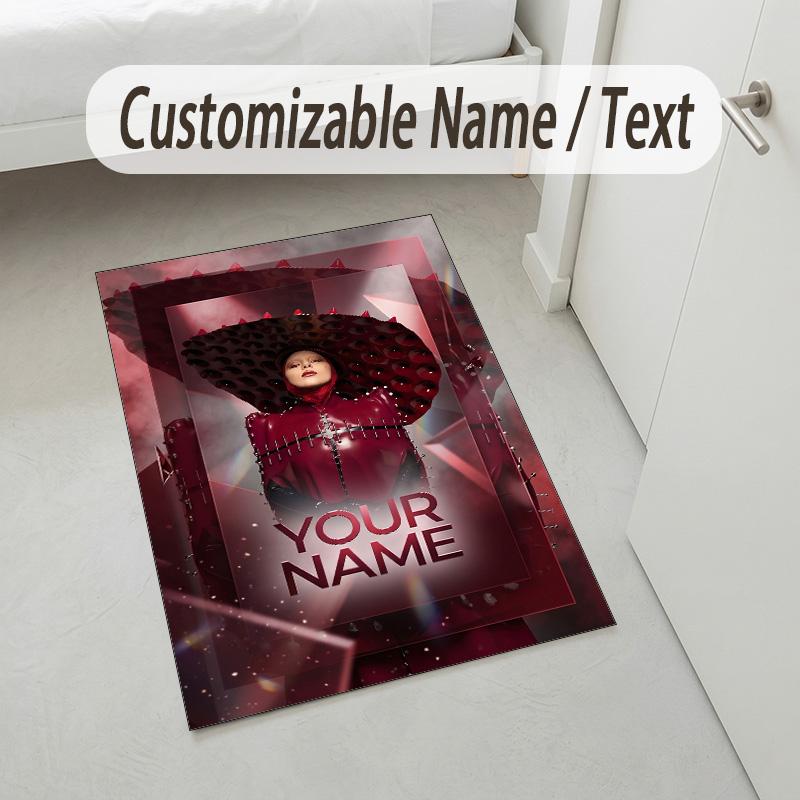 Personalized Crystal Velvet Carpet,Lady Gaga Custom Printed Name, Plush Area Rug For Home Indoor Decor