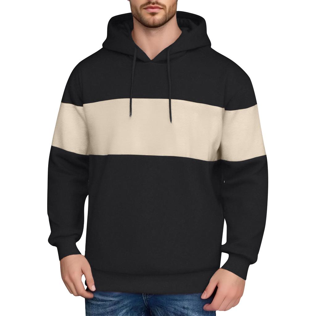 Men's Hooded Sweatshirt, Contrasting Color Sweatshirt, Sports Casual Jacket