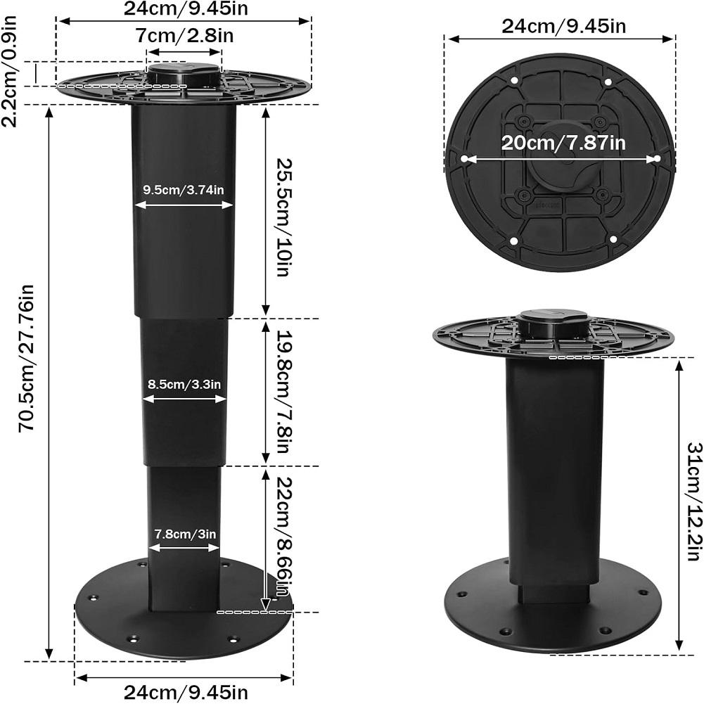 Heavy Duty Camper Table Pedestal Leg with Gas Lift RV Table Pedestal Stand Aluminum Alloy Lift Up Table Base for RV Boat Caravan