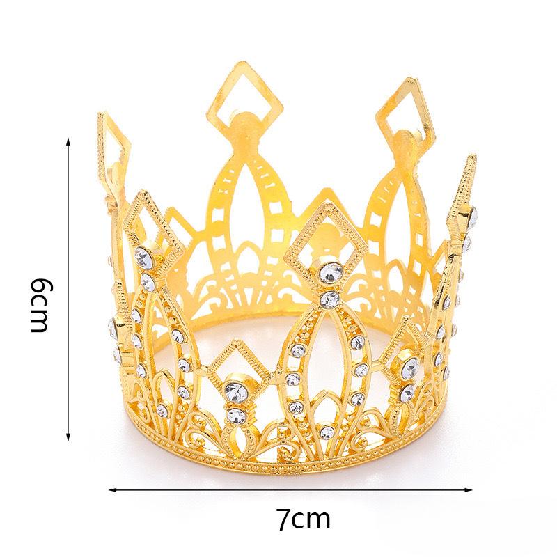 Baroque Dance Crown Birthday Cake Decoration Children's Alloy Round Gold Silver Small Crown Headdress