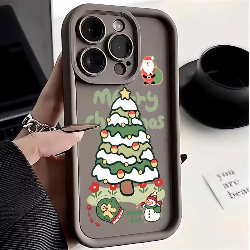 Christmas Tree Printed Phone Case For iPhone 16 15 14 13 12 11 Pro Max X XR XS Max SE2 8 7Plus ShockProof Silicone Back Cover