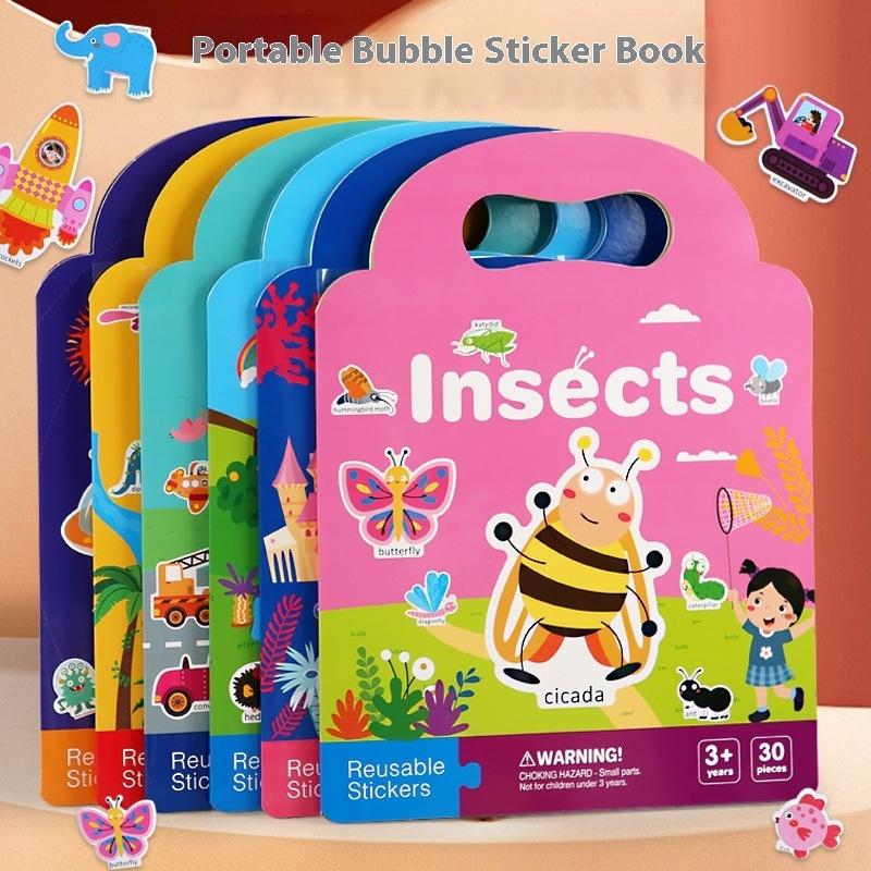 1 Set Kinder Tragbar Wiederverwendbar Leise Beschäftigt Kleben Ein Buch Kinder DIY Stickerbuch Blasen Szene Sticker Gelee Paste Spielzeug