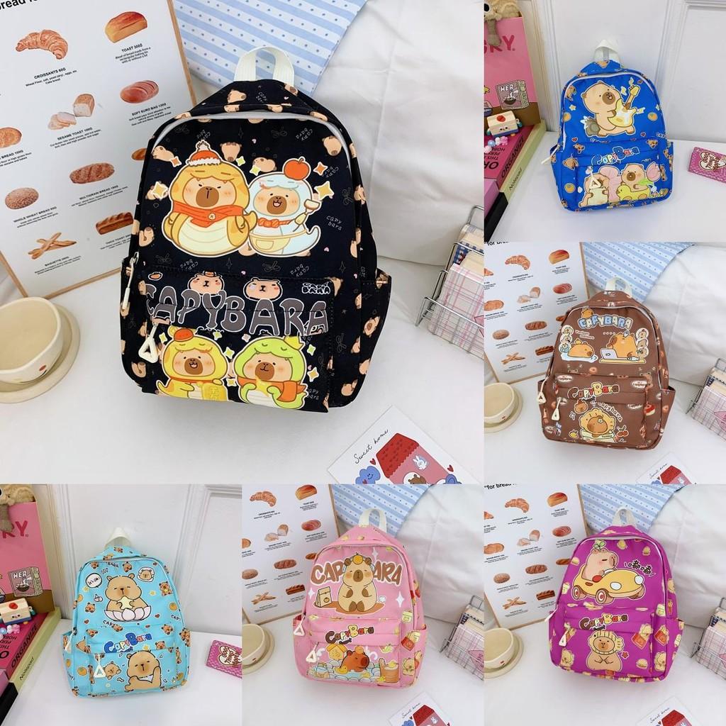 Cute School Childrens Bag With Cartoon Capybara Print For School Use Daily