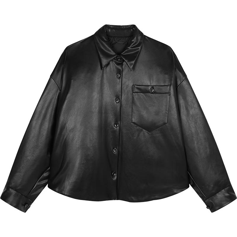 JNBY Women's 2024 Winter PU Shirt Collar Down Jacket