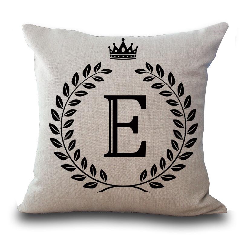 Stylish 26 Letter Cotton Linen Cushion Cover Pillow Case For Home Sofa Decor 18 Inch