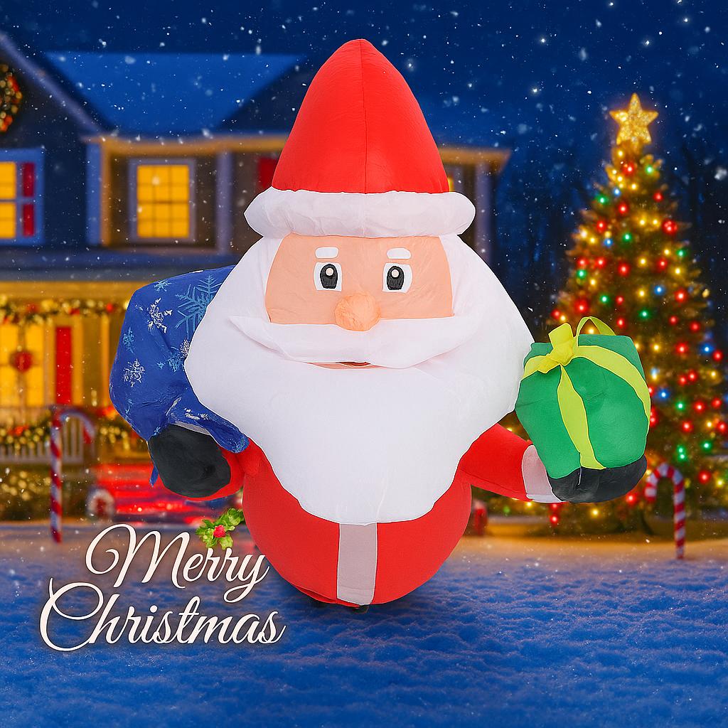 3.5FT Inflatable Toy Santa Claus Gift Bag Box Yard Lawn Party Decoration with LED Lights Christmas Home Supplies Ornaments Gift