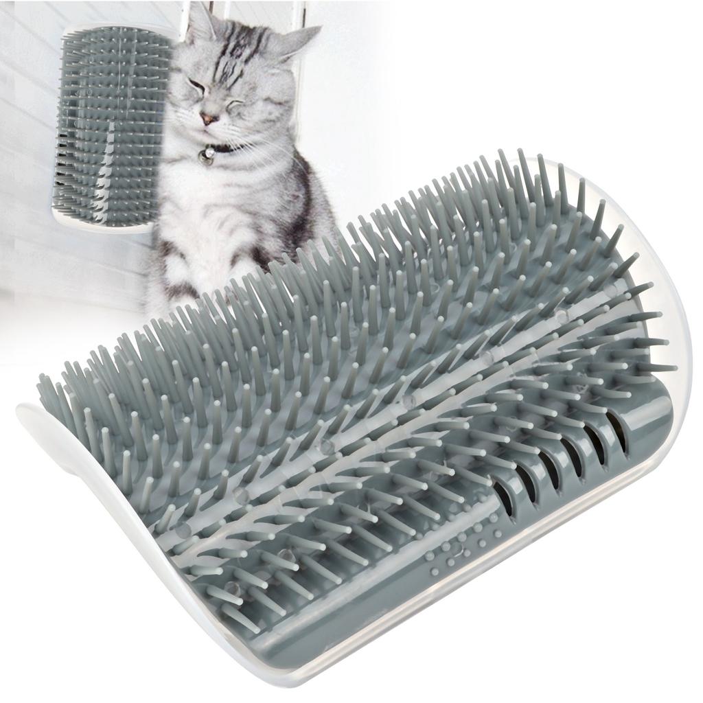 Plastic Cat Self Groomer   Comb Buty Soft Brush Body Scratcher on Wall Corner