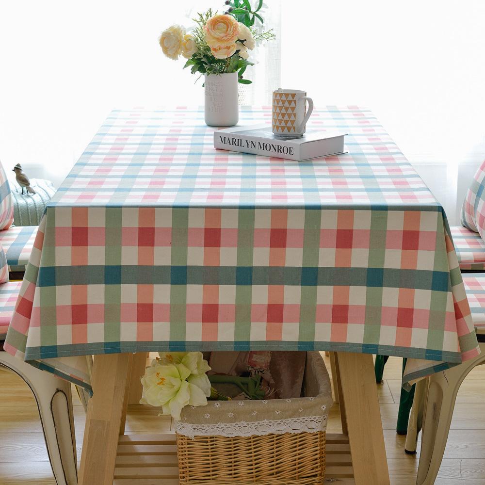 Ins Fresh Hot Sale Pure Cotton Dining Table Cloth Art Tablecloth Simple Plaid Coffee Table Cloth Manufacturer