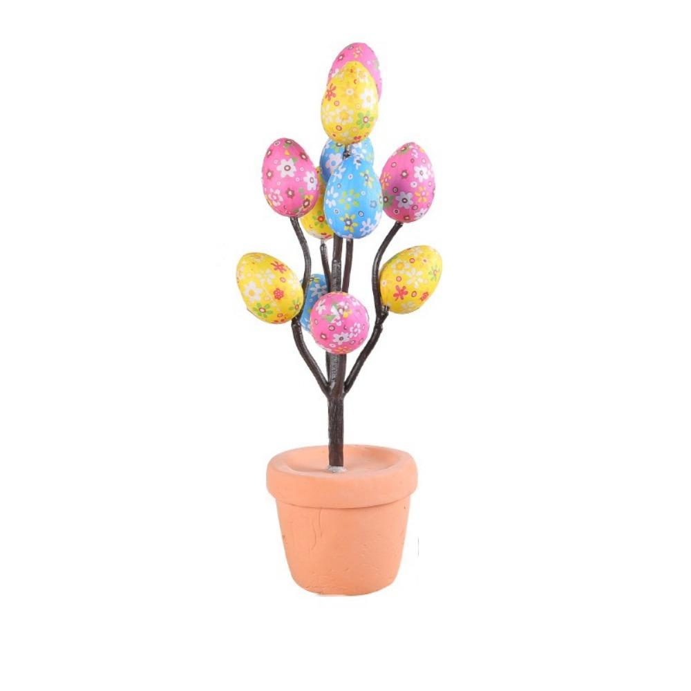 Simulated Eggs Tree Branch Colorful Egg Tree Flowerpot Easter Egg Bonsai  Easter Decoration