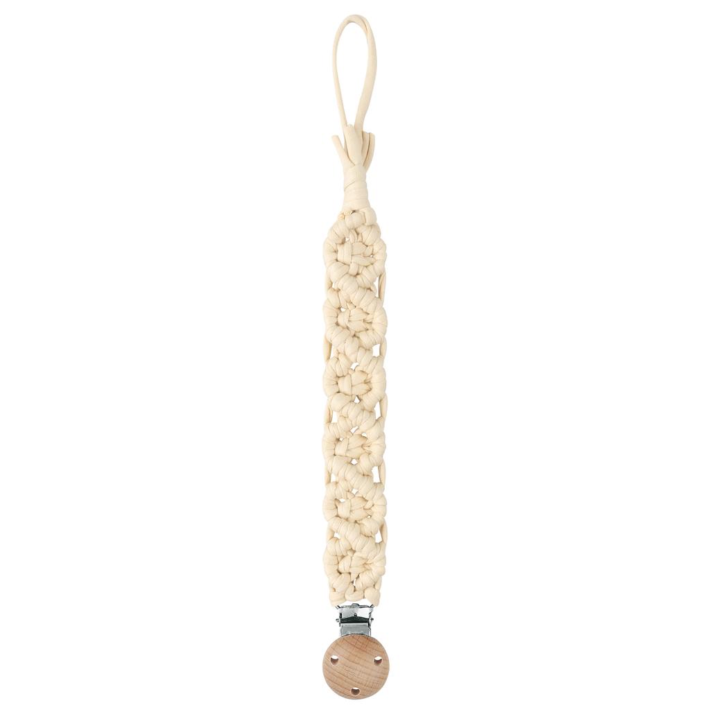 Cotton Handmade Crochet Pacifier Chain Soft Newborn Soothing Pacifier Beech Wood Clip Baby Chew Toy Christmas Gift