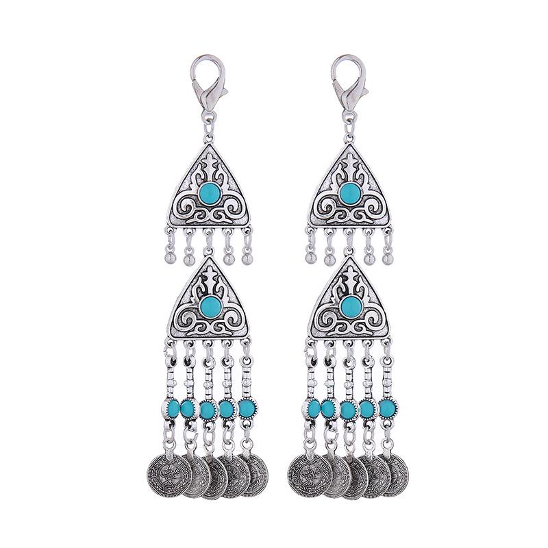 Kazakh Princess Tassel Keyring: Ancient Style Alloy Backpack Pendant & Hair Accessory with Lobster Clasp