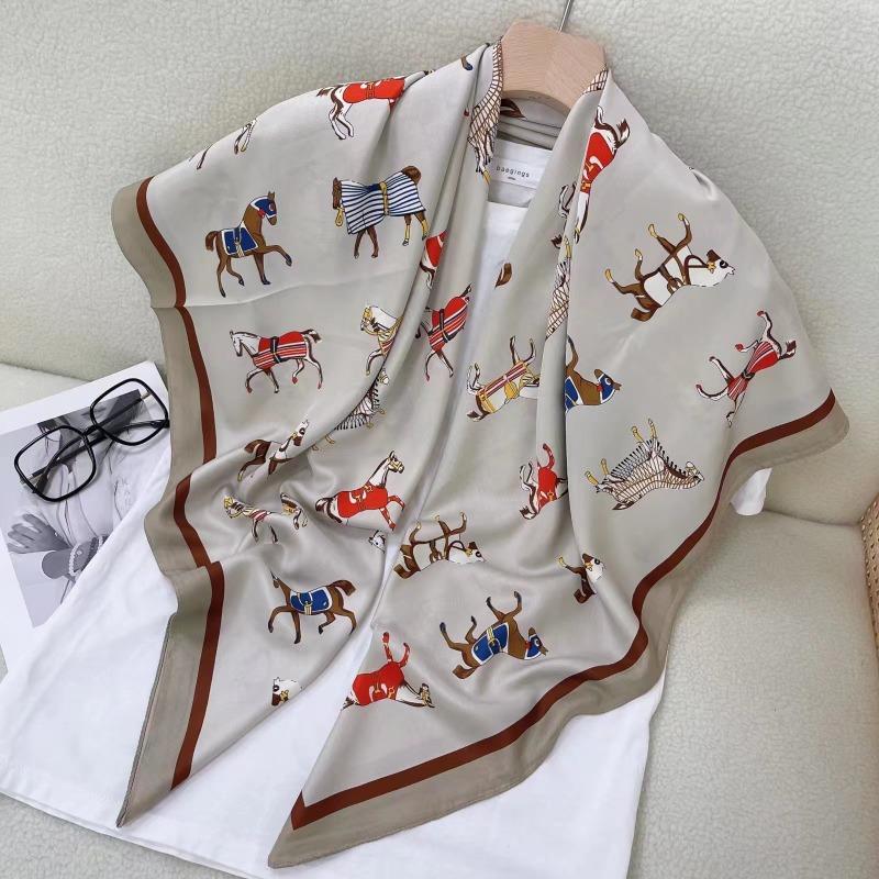 Women S Korean Style Square Scarf Elegant Air Conditioner Shawl