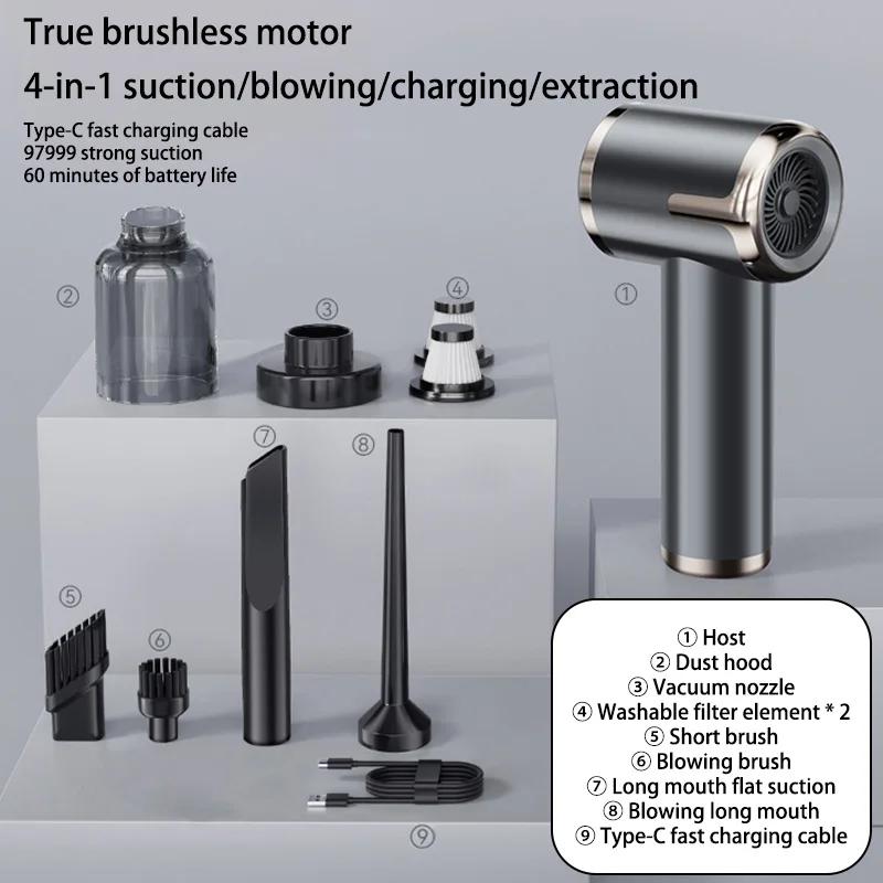 

5 в 1 автомобильный пылесос мощный ручной пылесос для бытовой техники автомобильный пылесос беспроводной портативный 1 set чёрный