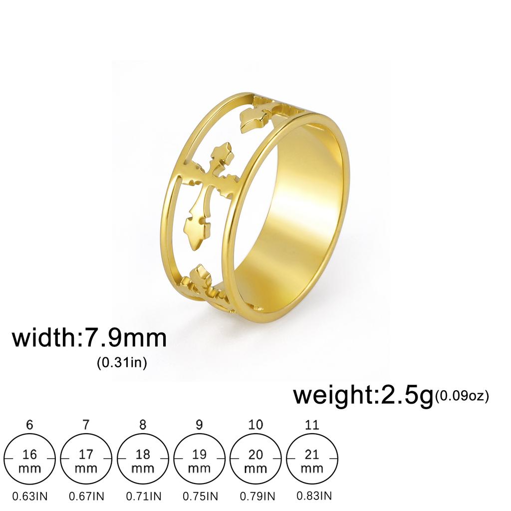 Hollow Cross Ring for Women Men Stainless Steel Engagement Rings Hip Hop Religious Christian Jewelry Couple Gifts New