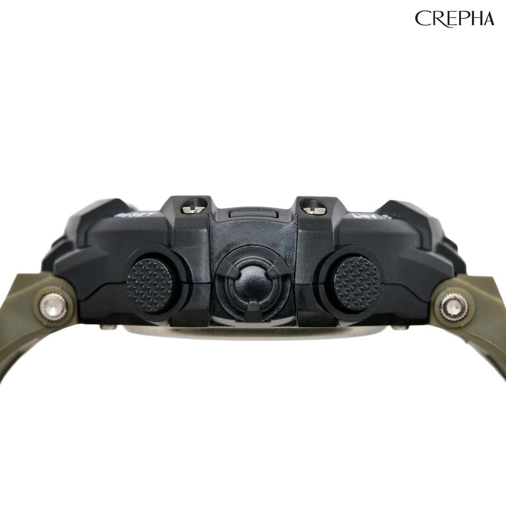 CREPHA Digital Watch TELVA Multifunctional Water Resistant Stopwatch Large Screen Urethane Strap Khaki Sports Watch (Klepha) (5 ATM) Men's TE-D281-KH