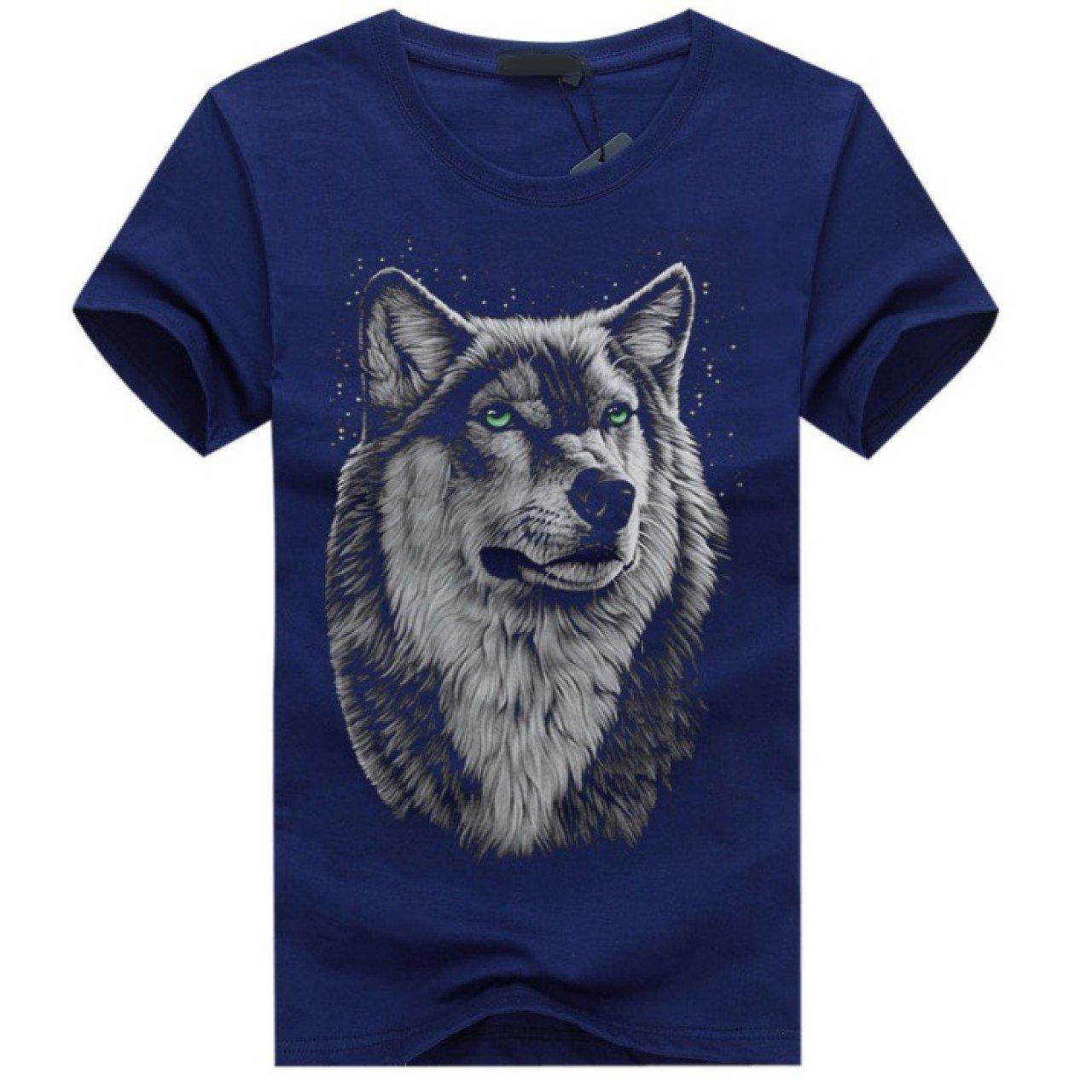 

Chrome Crane Short Sleeve 3D Printed Wolf Size TSP001 Men s T-Shirt (03 Navy, S)