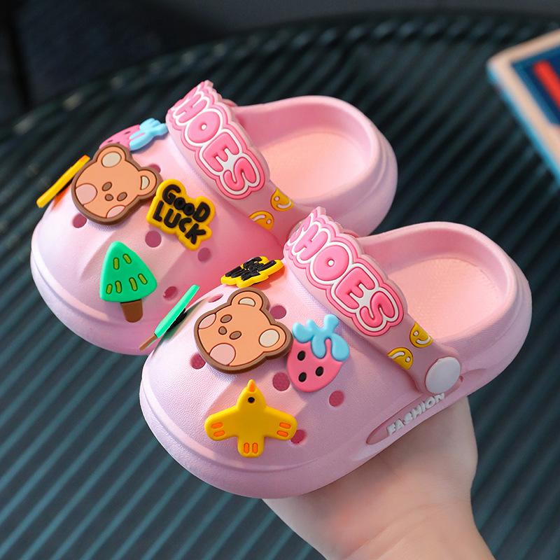 Children's Slippers Summer Girls Baby Indoor Soft Sole Non-Slip Cartoon Cute Sandals Boys Beach Hole Sandals