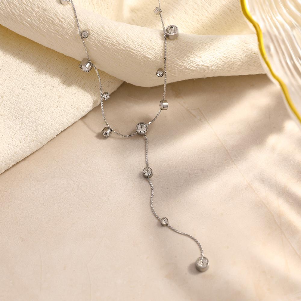 Popular Design Stainless Steel Necklace High-end Starry Sky Inlaid Zircon Necklace Light Luxury Women Necklace Jewelry Gift