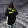Vintage American Camellia Embroidered T Shirt Women Loose Fit Streetwear Black Short Sleeve Top