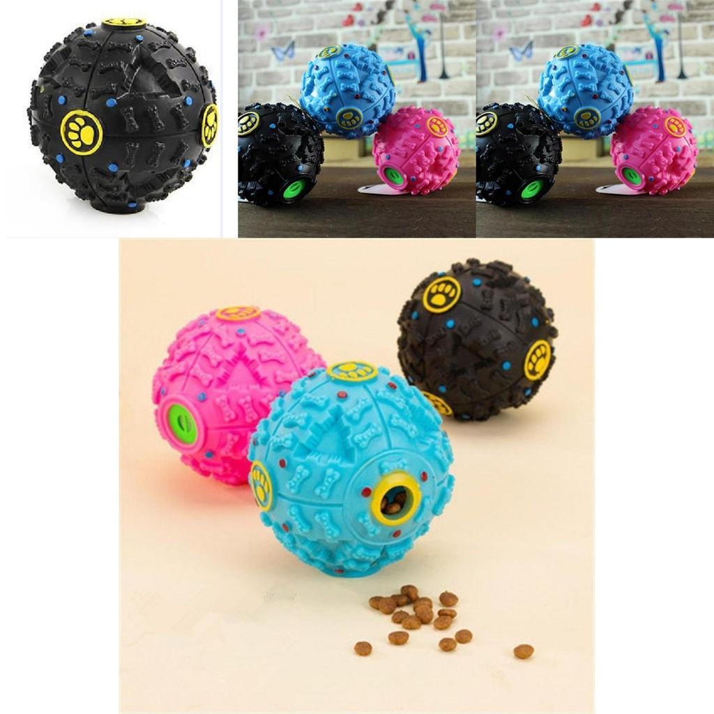 Durable Chew Resistant Dog Toy Enamel Rubber Squeak Ball With Treat Dispenser Puppy Training