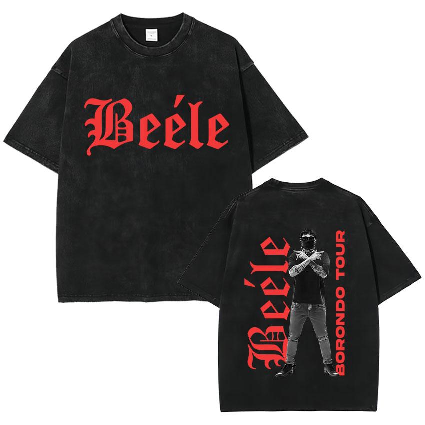 Rapper Beele Harajuku Album Vintage Washed Fashion TShirt Mens Oversized Tee Shirt Cozy Crewneck Short Sleeve T Shirt Fans Gift