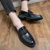 Men’s Loafers Dress Shoes Blue Leather Shoes Men Black Retro Formal Shoes Tuxedo Wedding Blazers Saddle Shoes Over Sized