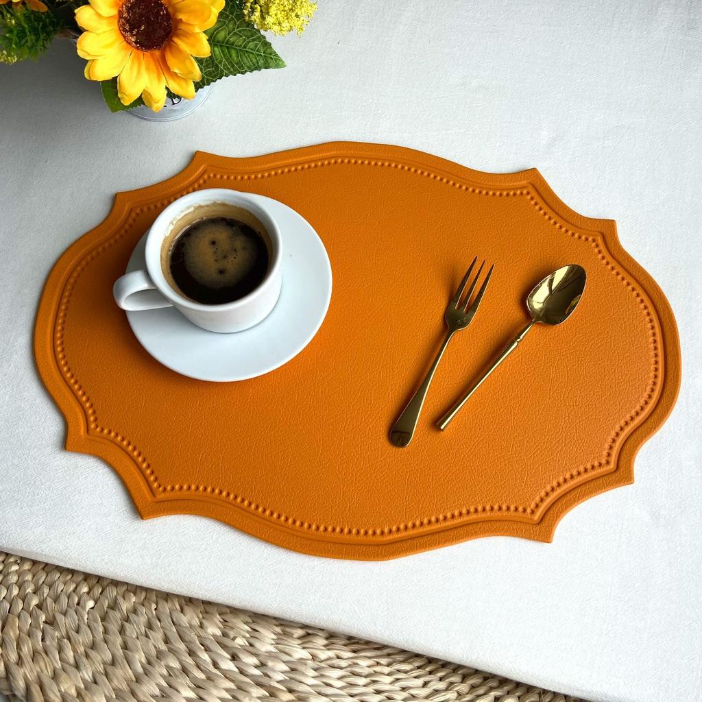 Vintage Irregular Placemat Heat Proof Mats Home Table Decoration Pot Holders Kitchen Waterproof Oil Proof Hot Fake Leather Pads
