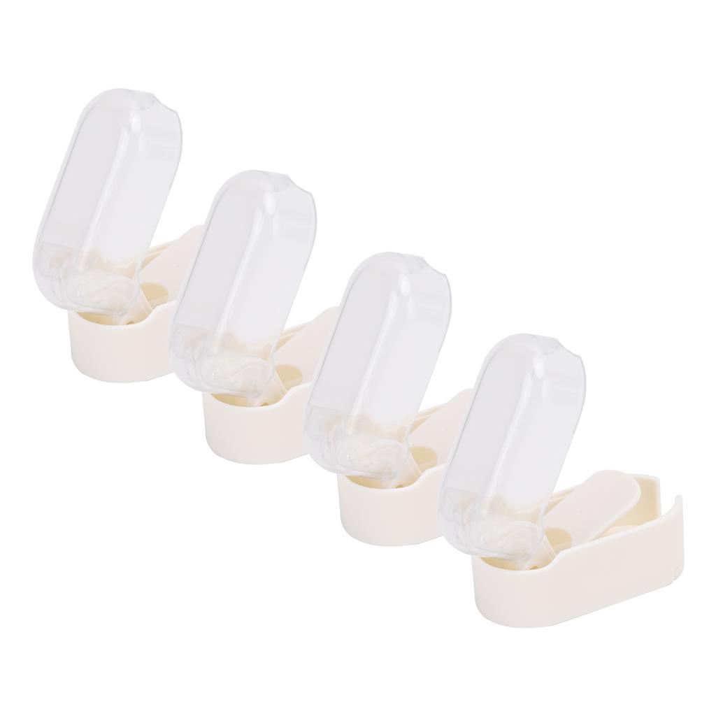 4pcs Wall Mounted Tooth Brush Case Clear Non Punched Self Adhesive Hanging Tooth Brush Cover Cap for