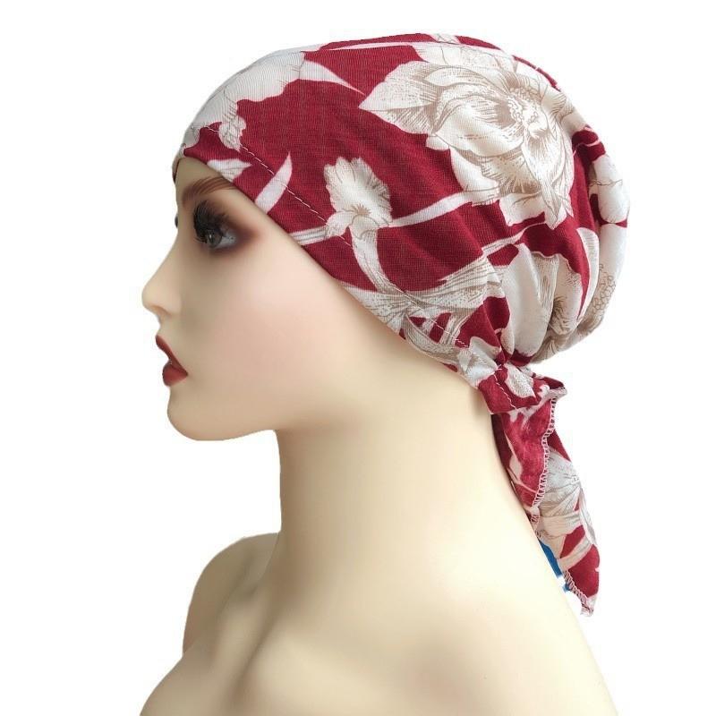 Headwrap Fashion Casual Floral Print Turban Chemotherapy Hat Women National Wind Cotton Hat Bandana