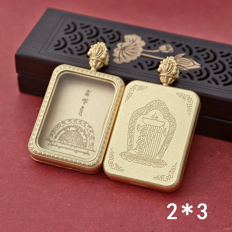 Tibetan Thangka Gold Necklace: Non-fading, Waterproof GAU Box Pendant, Multi-size Options