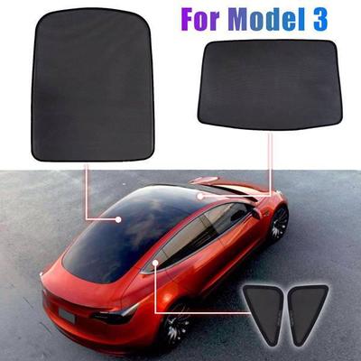 Solskyddsset för Tesla Model 3: Takluckor fram och bak, Bakre triangulära fönster