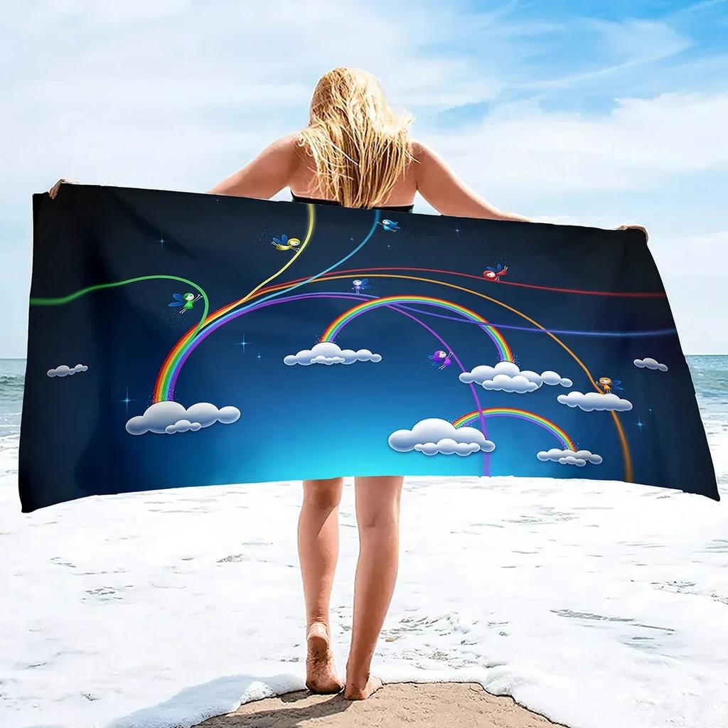 Rainbow Bliss Bath Towel - Vibrant Design, Soft Absorbent, Perfect for Summer Fun, Adds Cheerful Vibes to Your Beach Days