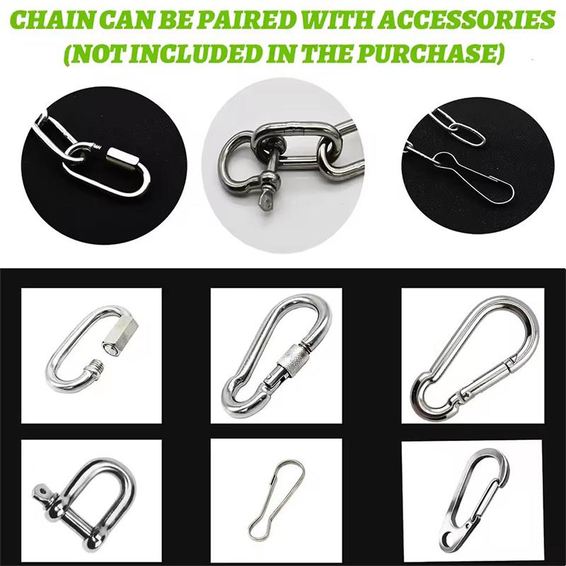1M Rust Resistant 304 Stainless Steel Chain Welded Durable Chain for Hanging Swing Pet Leash Patio Decor Hanging