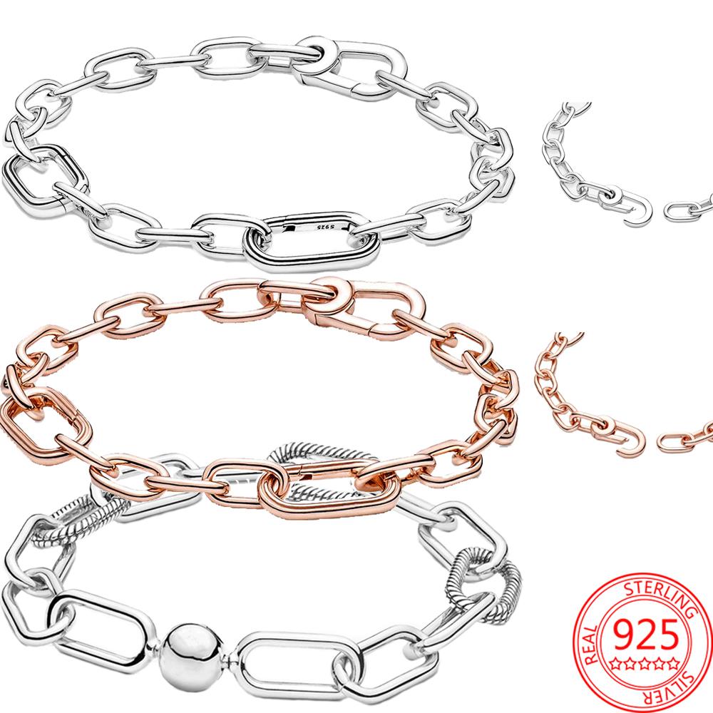 Authentic 925 Sterling Silver Infinite Knotted Heart T -Bar Strip Bracelet Multi -Snake Bangle Wedding Party Girls Fine Jewelry