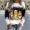 Spring and Autumn Round Neck Cat Pattern 3D Printed Top Fashionable Casual Long Sleeved Women's T-shirts