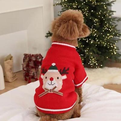 Sweter dla psa na Boże Narodzenie Ciepły Miękki Stylowy Sweter dla Szczeniąt Ubrania dla Bichon Pomeranian na Jesień