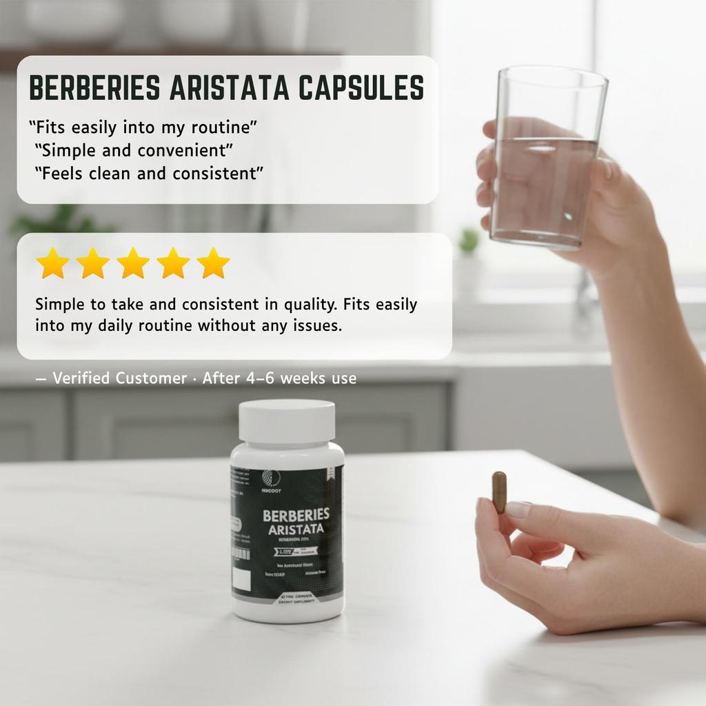 Organic Berberies Aristata Root 500 mg apoia a saúde do coração 60 cápsulas NÃO-OGM