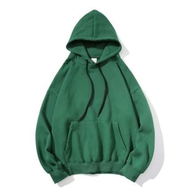 Solid color blank version hooded sweater women, loose velvet thickened long-sleeved top in autumn and winter