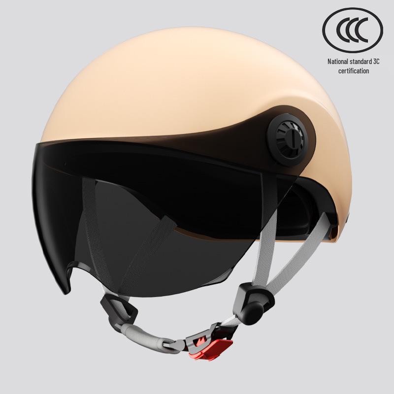 GB 3C Certified Unisex Electric Vehicle Helmet - Summer & All-Season Motorcycle Safety Half Helmet