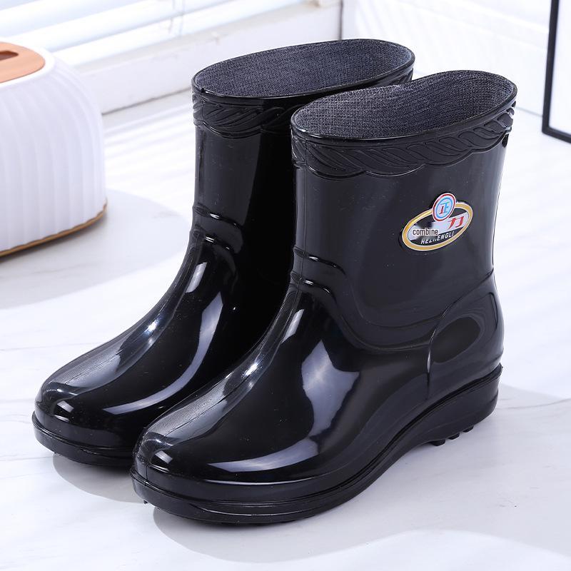 Women's Mid-Calf Fleece-Lined Non-Slip Rain Boots - Warm, Fashionable, Wear-Resistant Rubber Water Shoes
