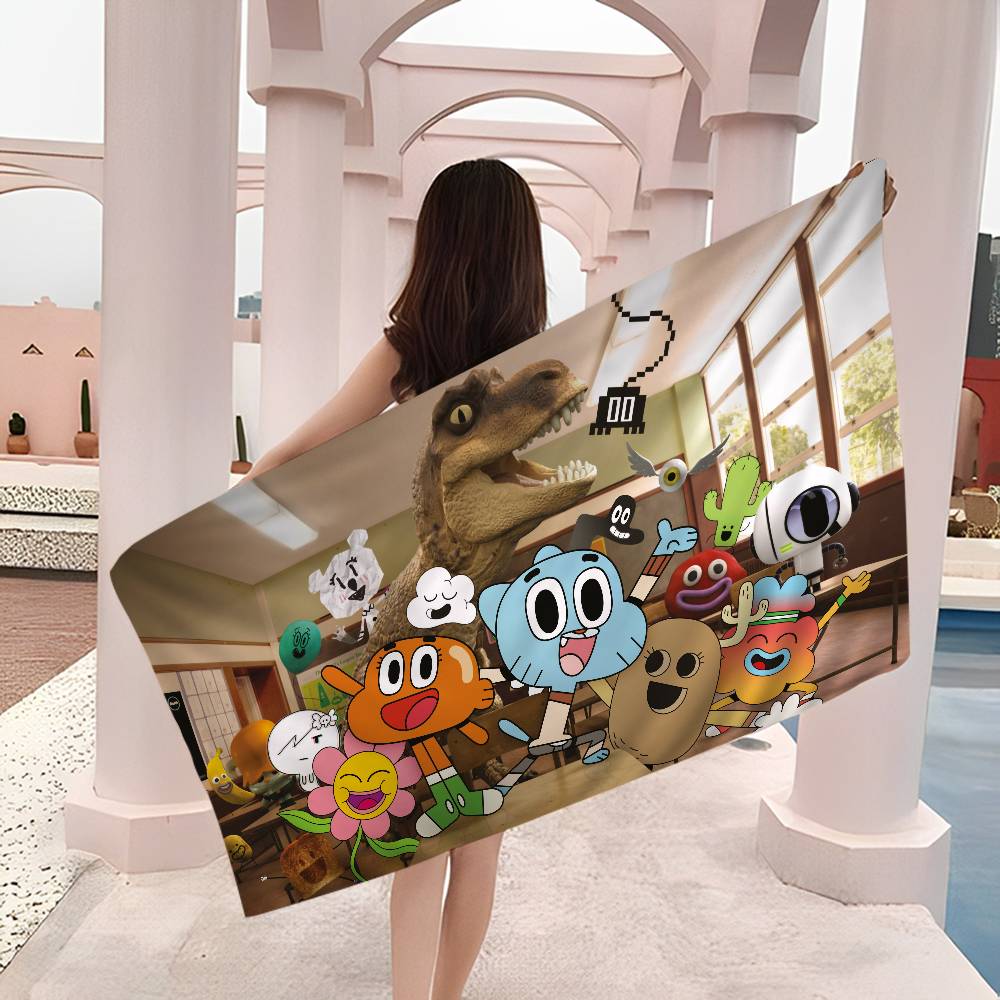 The Amazing Funny W-world Of Gumball Microfiber Blanket Quick Drying Beach Oversized Printing Super Absorbent Pool Towel Blanket