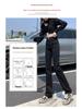 Women's High-Waist Black Straight-Leg Jeans: 2025 Autumn/Winter Hong Kong Style, Plus Velvet, Floor-Length for a Lengthening Look